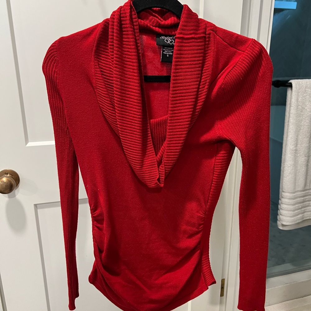Cowl neck red sweater
